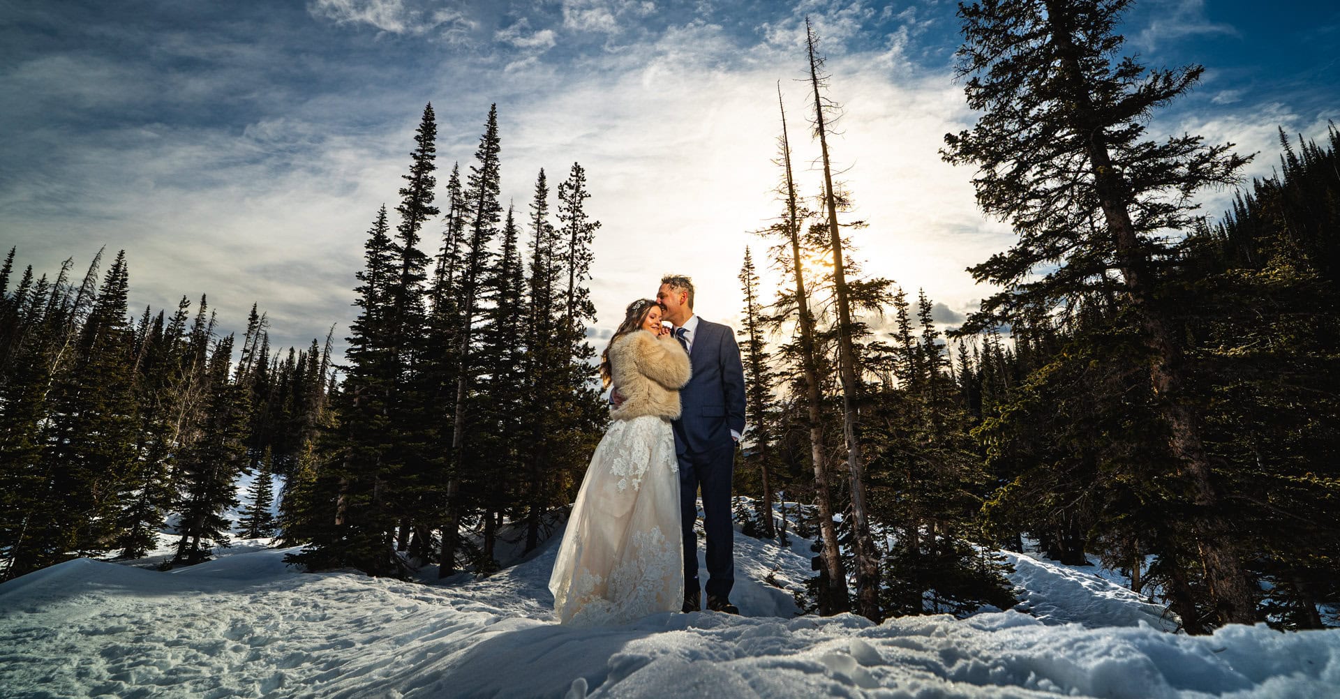 rmnp elopement photo newlywed bride and groom in rmnp photographed by estes park wedding photographer, pyle photography