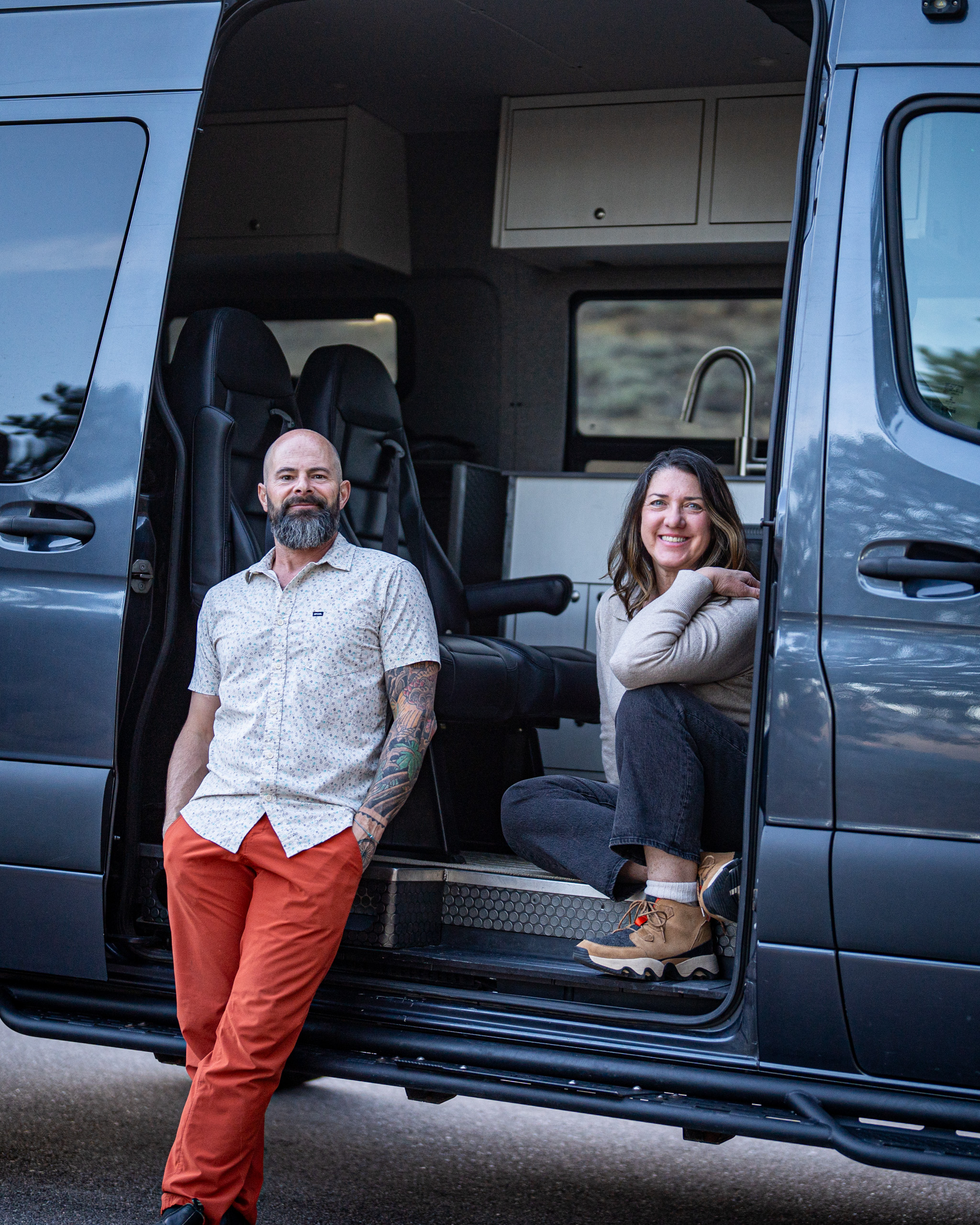 estes park adventure elopement-8 joe and kari pyle in their van, smokey
