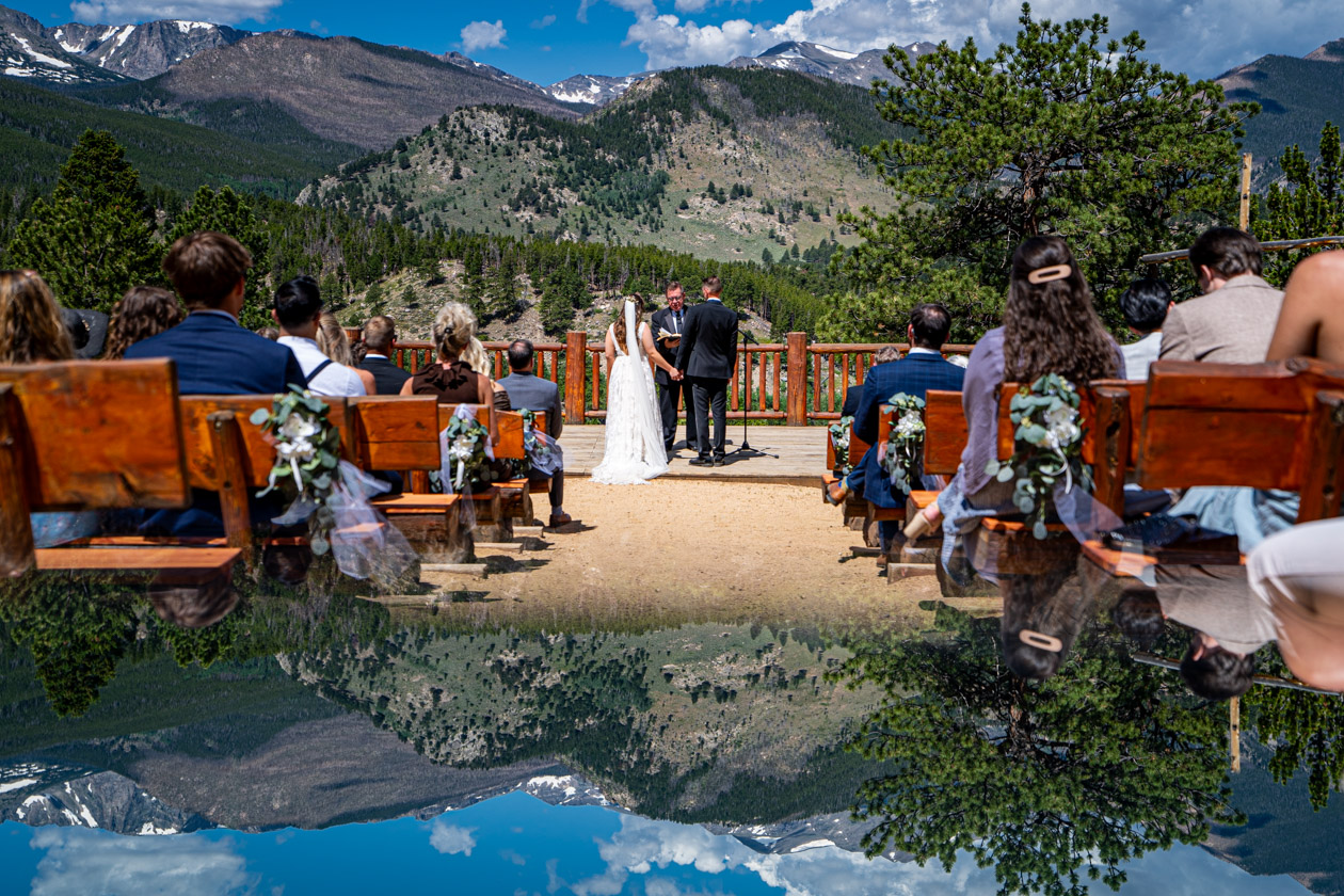 YMCA of the Rockies wedding photographer captures couple at the Overlook Chapel in Estes Park Colorado