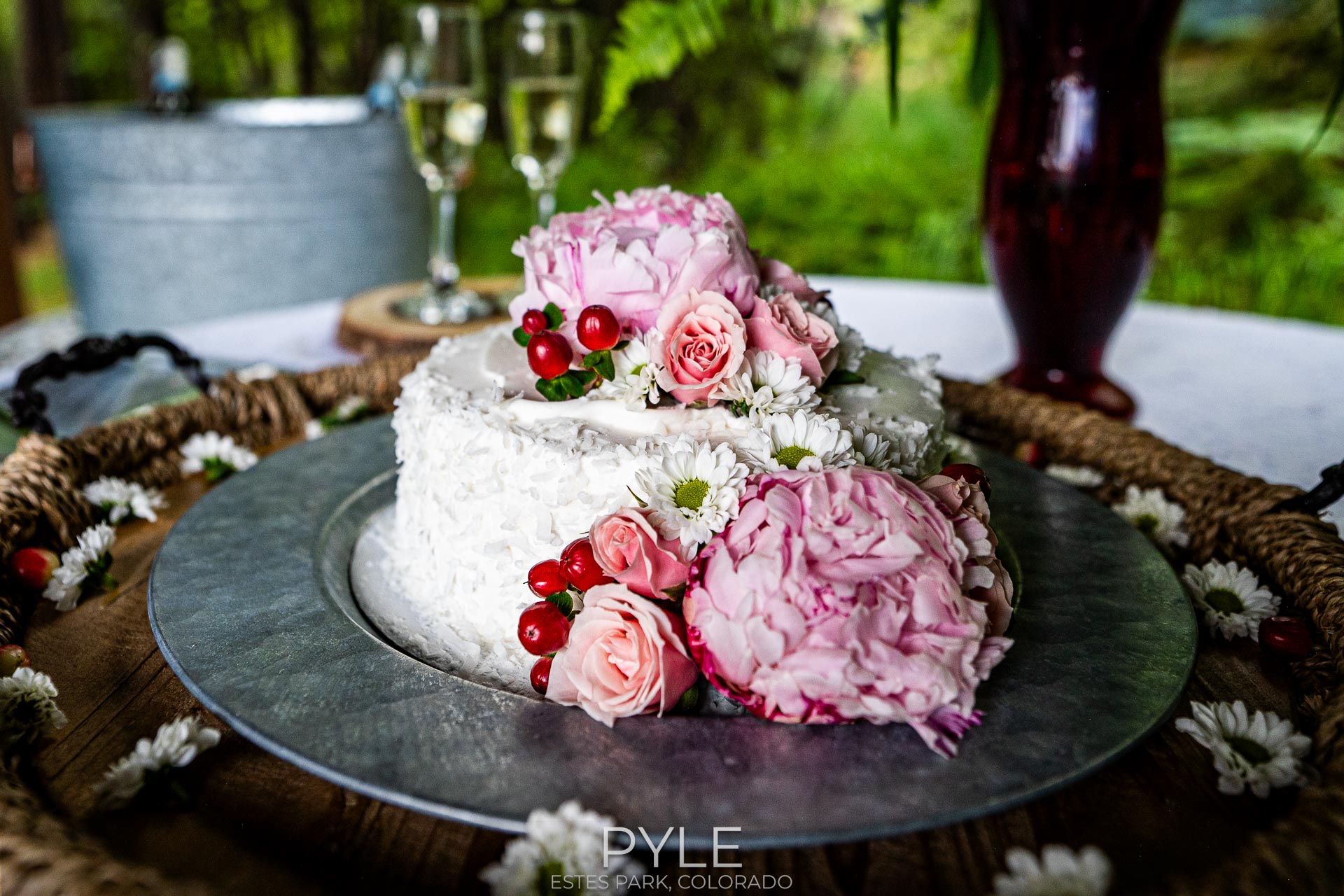 Another beautifully decorated cake at the Riversong Inn Retreat, Estes Park Colorado