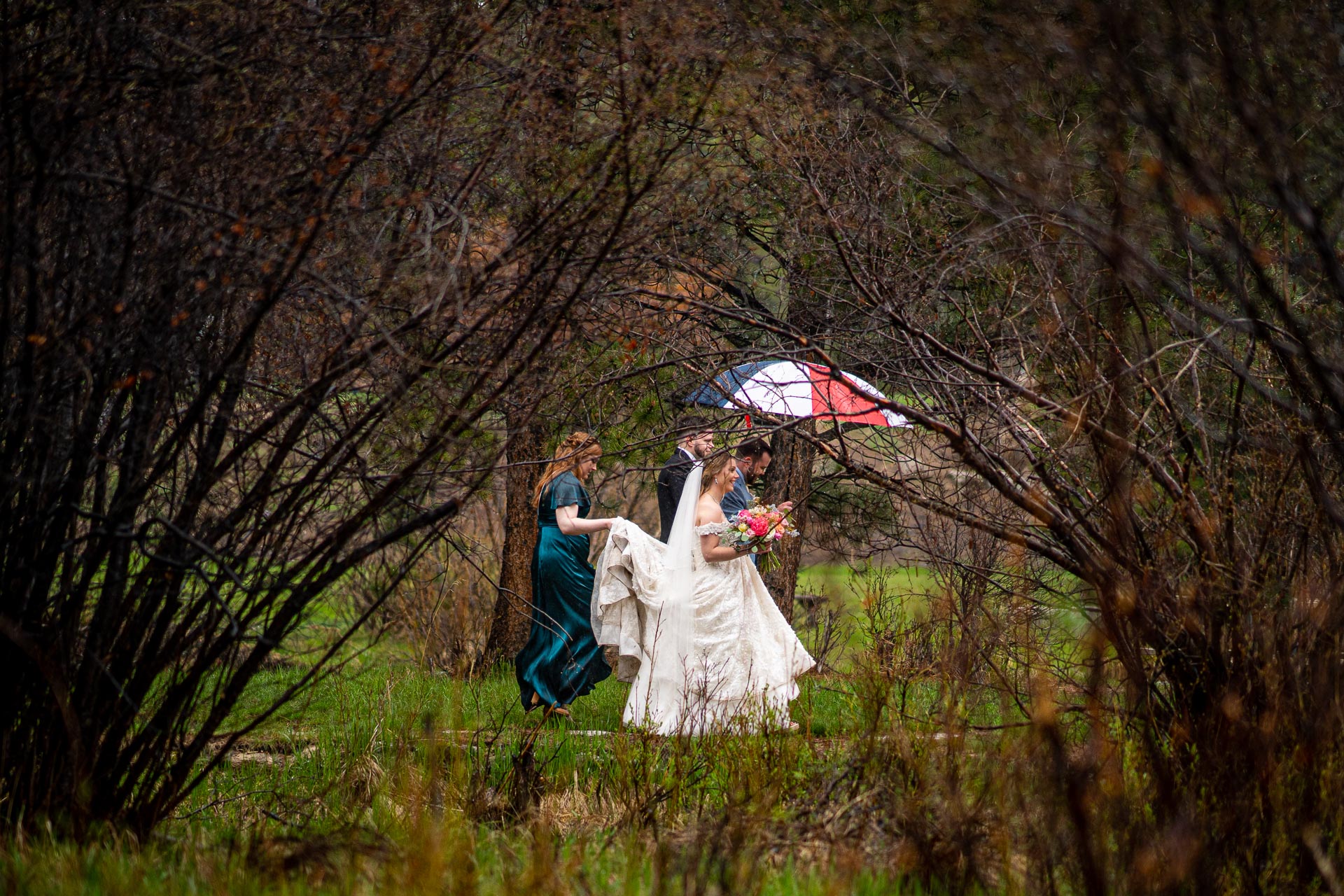 bride and groom at the Riversong Inn Retreat, Estes Park Colorado