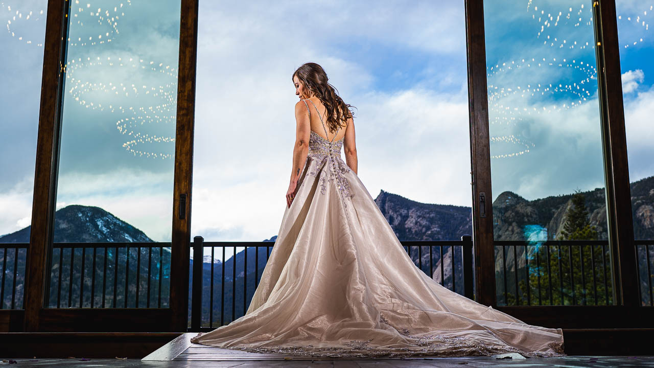 Bride at Black Canyon Inn, by Estes Park Wedding Photographer