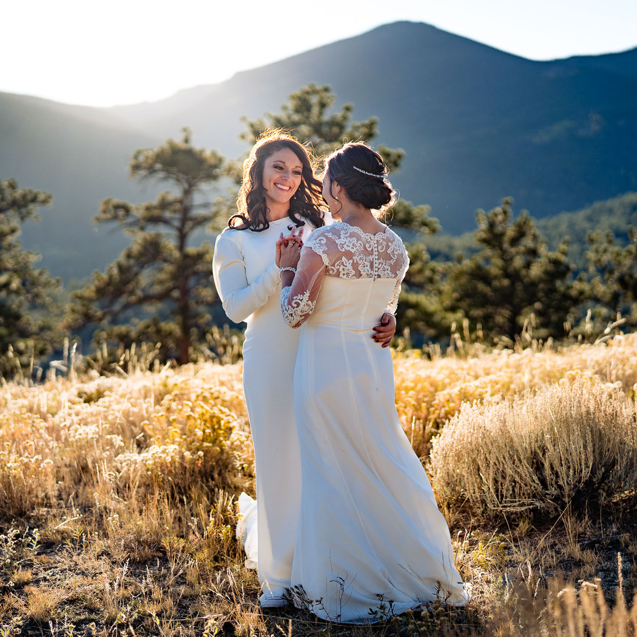 Lesbian couple in Rocky Mountain National Park for their first dance, by Pyle Photography