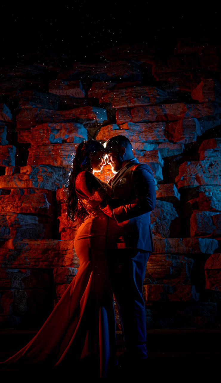 The local Estes Park photographer team captures a couple embracing